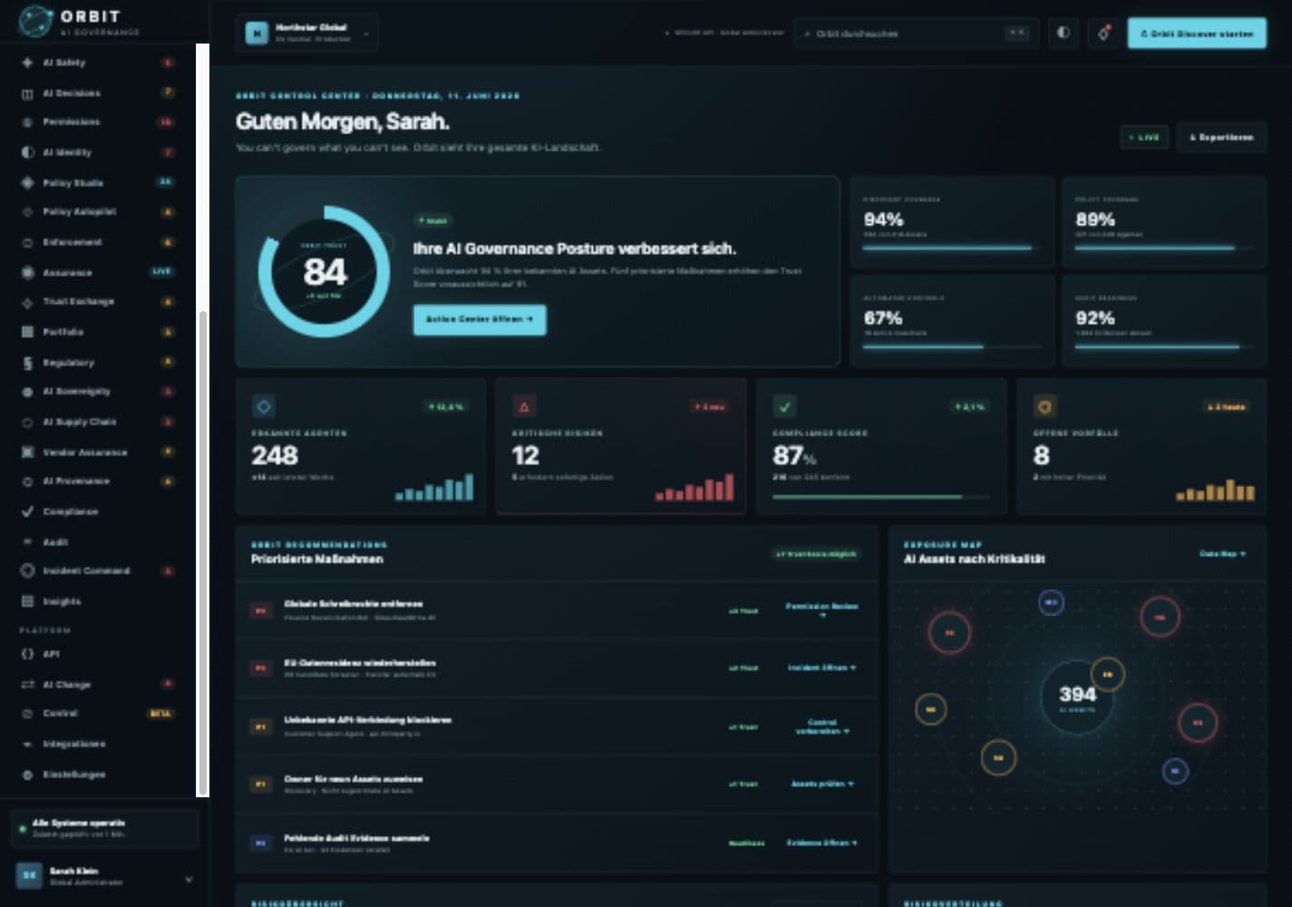 Control Center screenshot from Orbit
